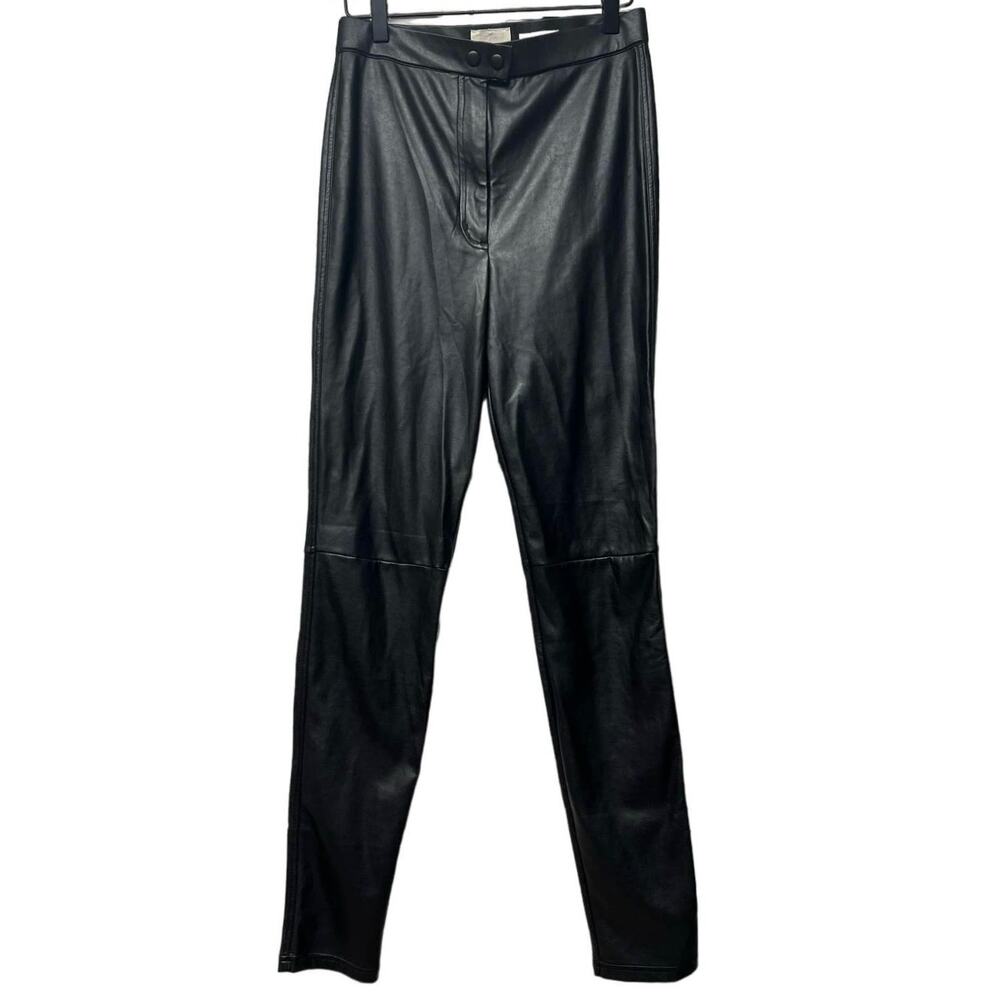 Aritzia Wilfred Free High Rise Black Faux Leather Pants Size 8 Club Night Out